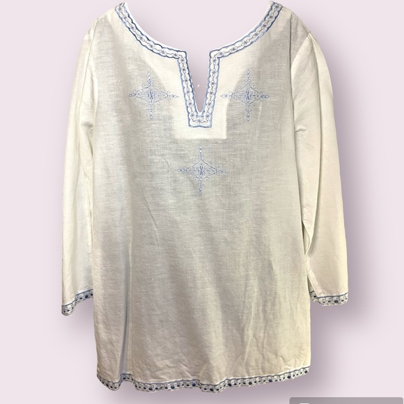 Liz Claiborne Linen/Cotton Blend V Neck Top - Picture 1 of 7